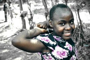 Bland Yellow Push - A little girl. Tanzania