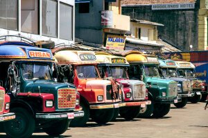 Stef Styles|Interior|Metro Station II Desat TO - Some colourful busses. Colombo / Sri Lanka