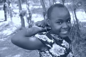 Virado cianotipo - A little girl. Tanzania