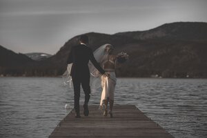 Dark Tones|Moody Orangish - Newlywed at the lake