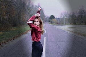 ramu|test - A woman on the road.