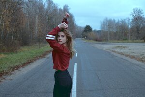 Stef Styles|The Traveller|Snowy Forest BRB-Triad - A woman on the road.