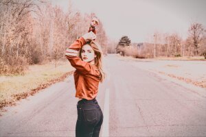 Stef Styles|Vintage|Cuba Street - Teal SD - A woman on the road.