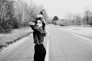 Moriyama 1 - A woman on the road.