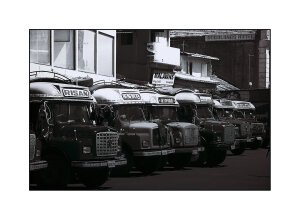 Weird_BlackAndWhite1 - Some colourful busses. Colombo / Sri Lanka